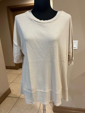 Cherish Cream Waffle Knit Tunic Top